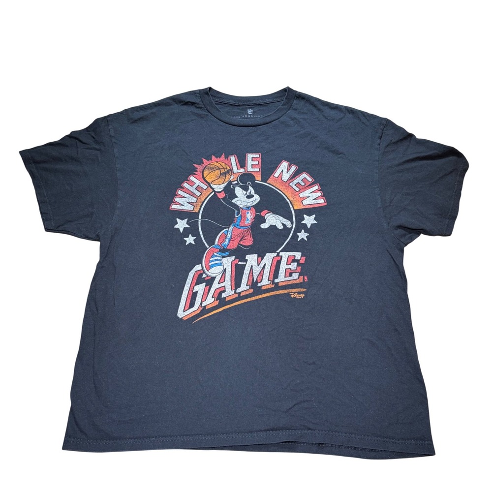 Junk Food Disney Mickey Mouse Basketball Whole New Game T-Shirt Black XL